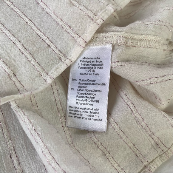 Madewell White Pink Metallic Striped Peplum Top Medium - Picture 10 of 10